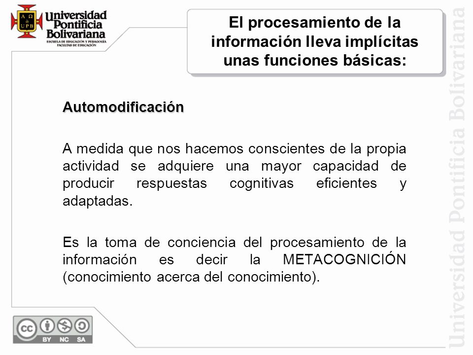 El procesamiento de la información lleva implícitas unas funciones básicas: