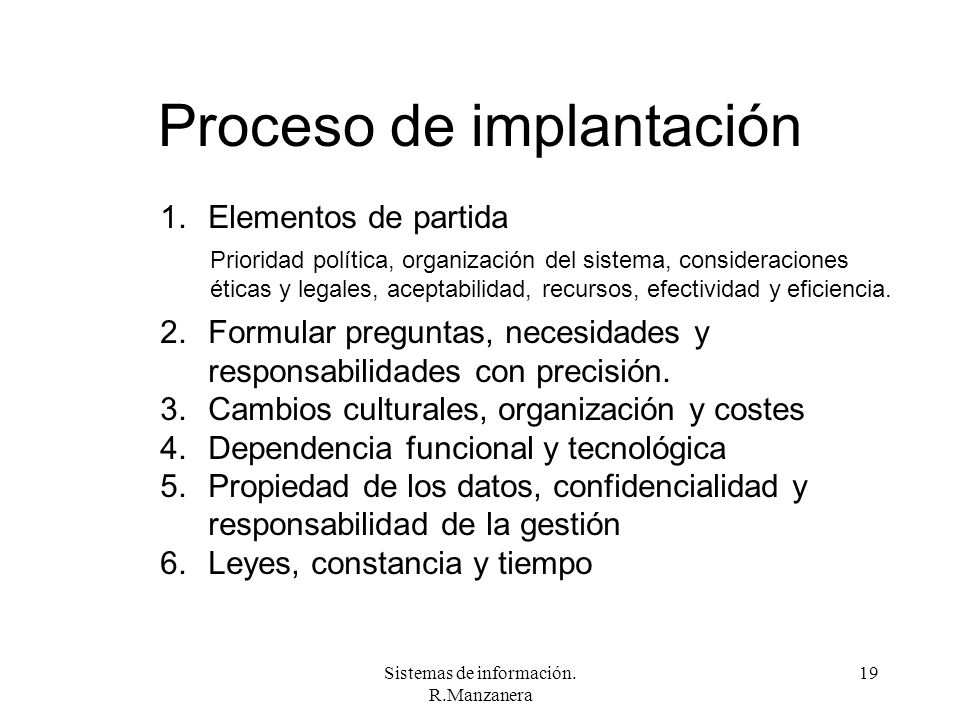 Proceso de implantación