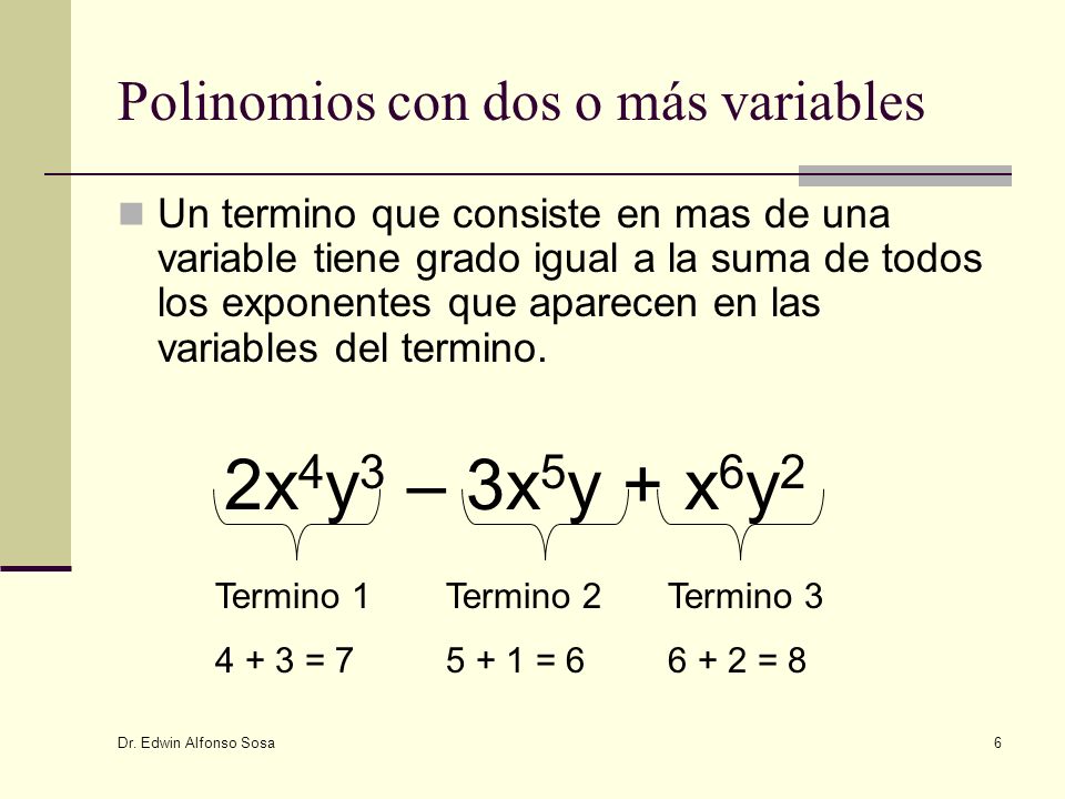 Polinomios con dos o más variables