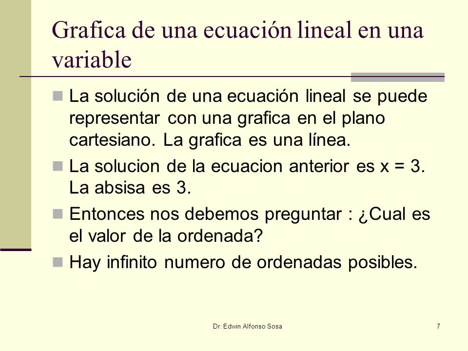 Grafica de una ecuación lineal en una variable