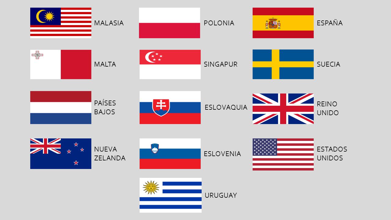 MALASIA POLONIA. ESPAÑA. MALTA. SINGAPUR. SUECIA. PAÍSES. BAJOS. REINO. UNIDO. ESLOVAQUIA.