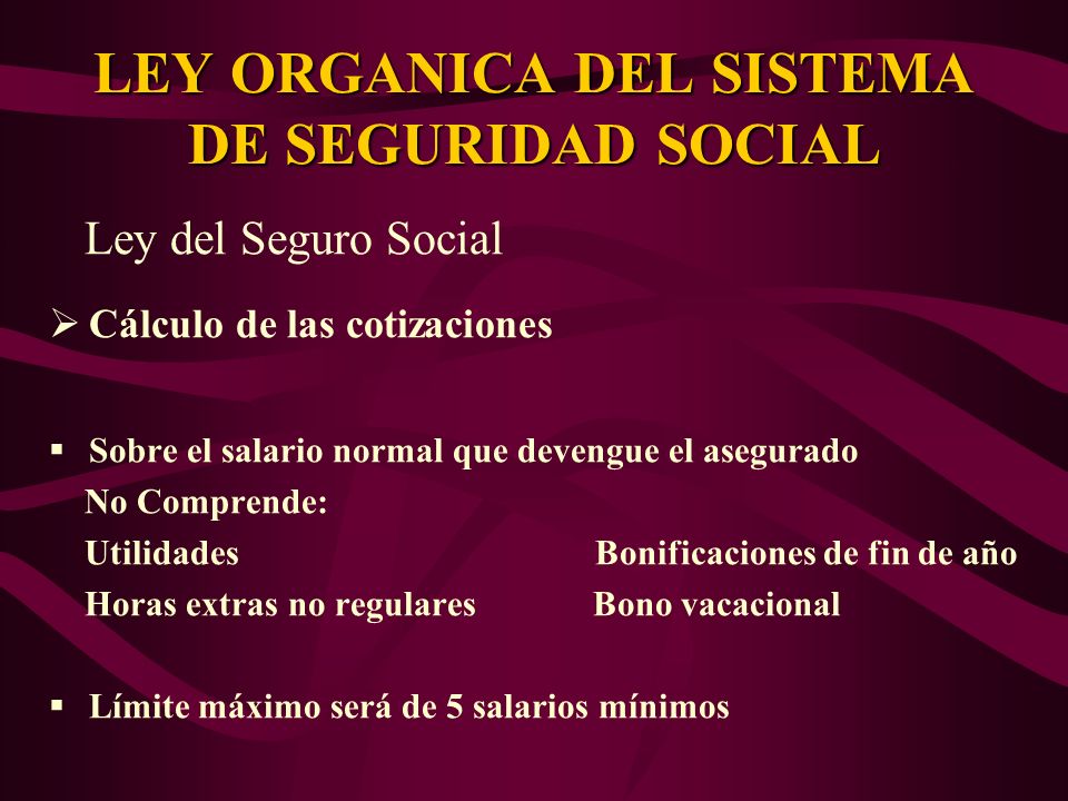 LEY ORGANICA DEL SISTEMA DE SEGURIDAD SOCIAL