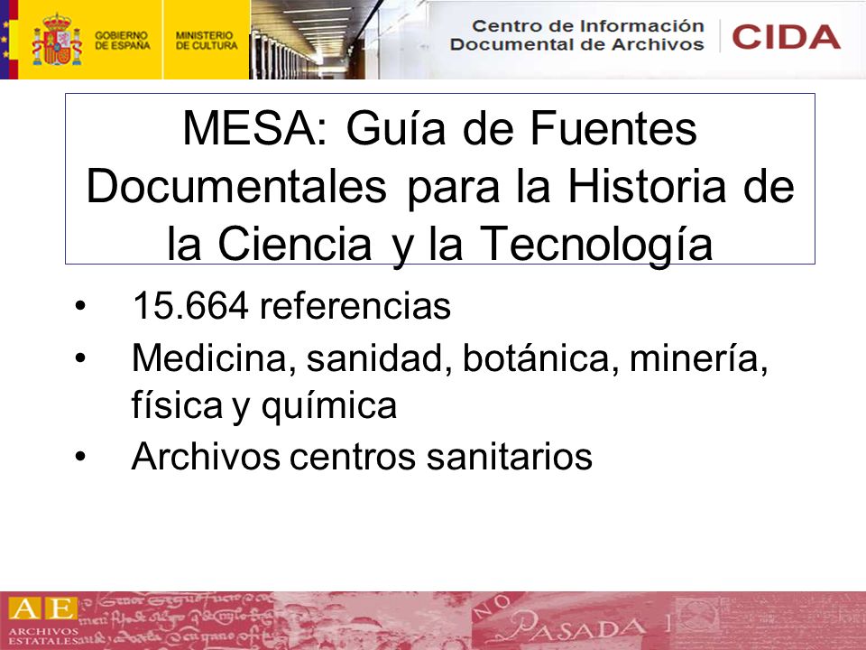 MESA: Guía de Fuentes Documentales para la Historia de la Ciencia y la Tecnología