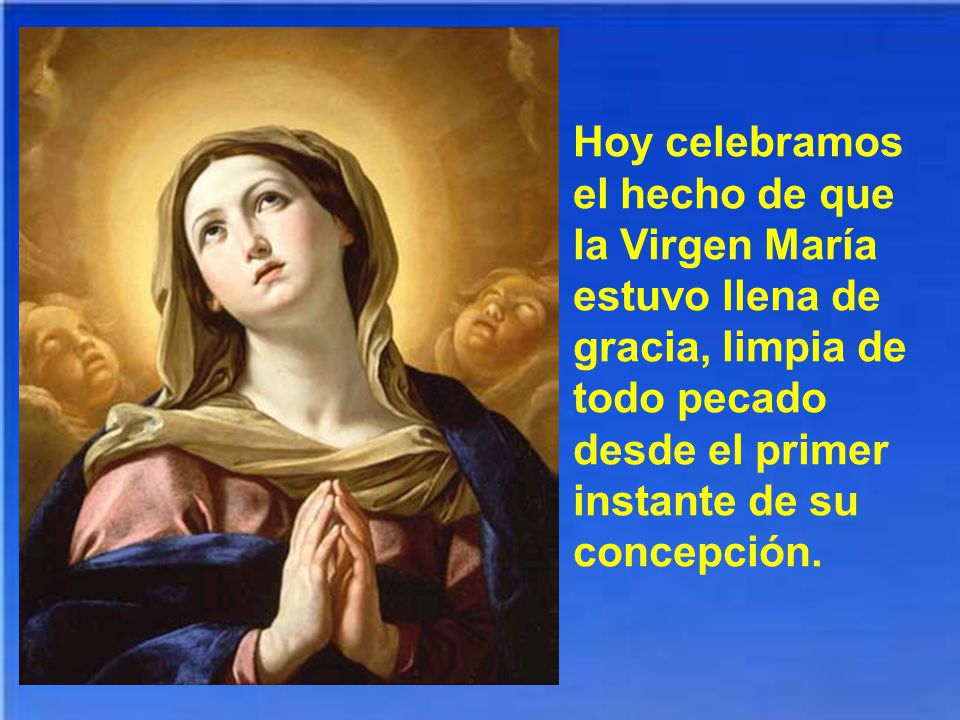 Hoy celebramos el hecho de que la Virgen María estuvo llena de gracia, limpia de todo pecado desde el primer instante de su concepción.