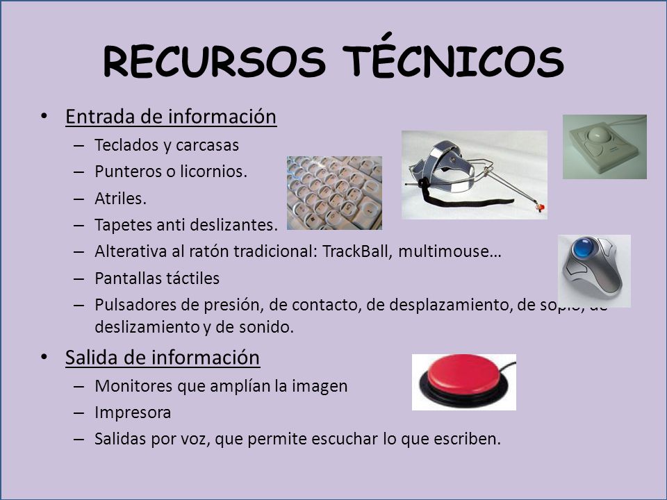 RECURSOS TÉCNICOS Entrada de información Salida de información