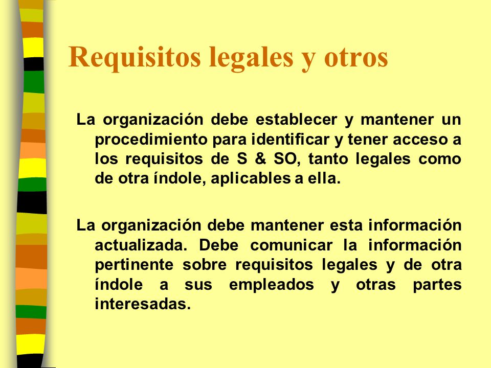 Requisitos legales y otros
