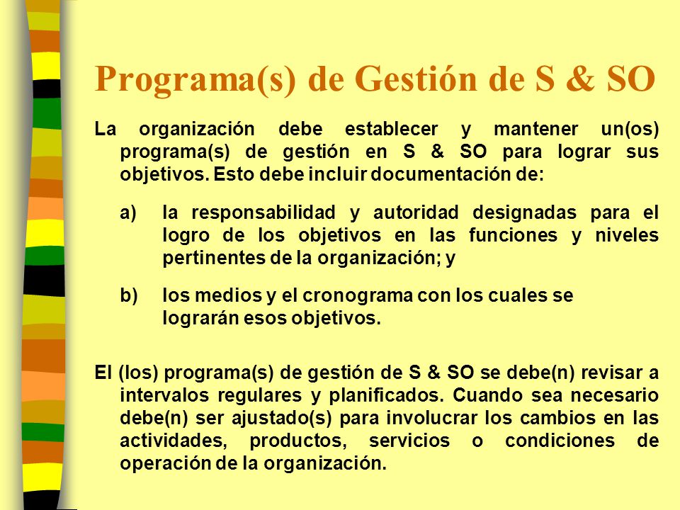 Programa(s) de Gestión de S & SO