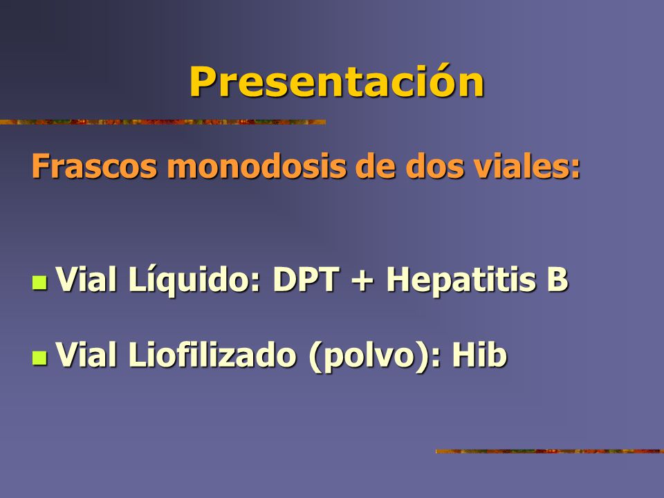 Presentación Frascos monodosis de dos viales: