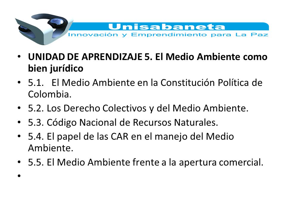 UNIDAD DE APRENDIZAJE 5. El Medio Ambiente como bien jurídico