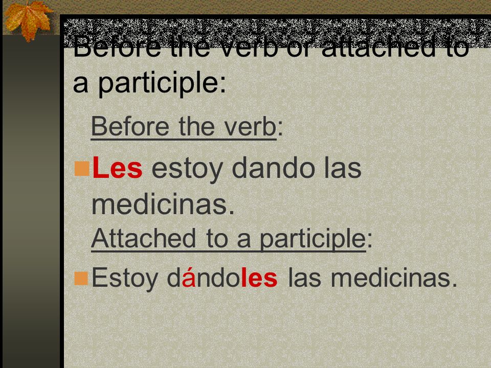 Before the verb or attached to a participle: