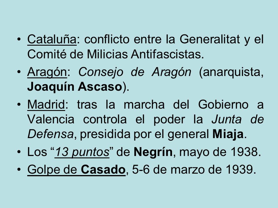 Cataluña: conflicto entre la Generalitat y el Comité de Milicias Antifascistas.