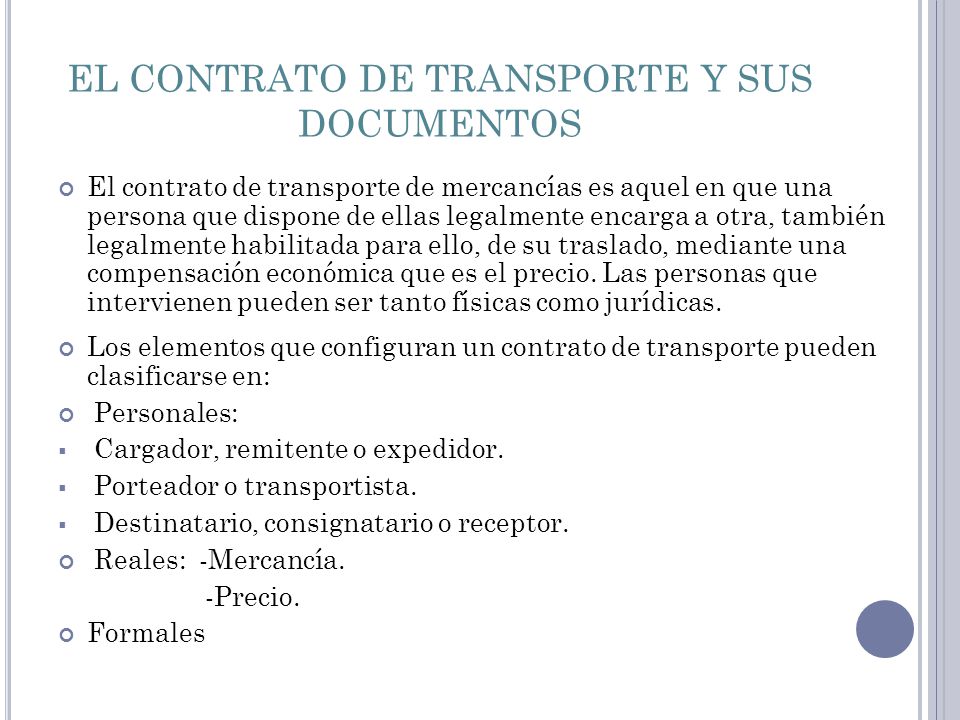 EL CONTRATO DE TRANSPORTE Y SUS DOCUMENTOS
