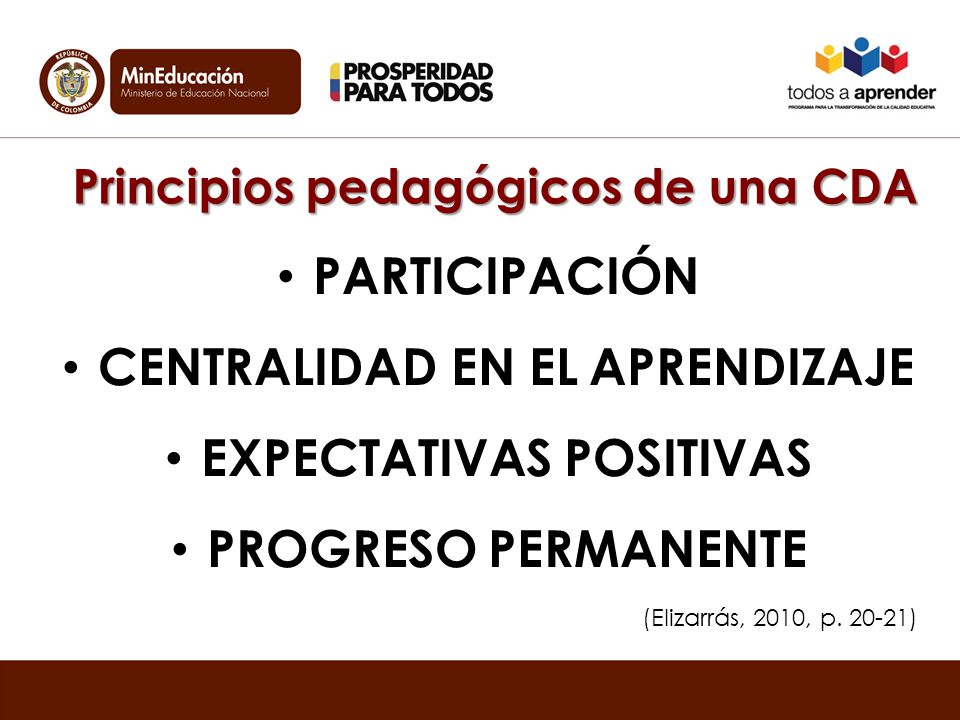Principios pedagógicos de una CDA