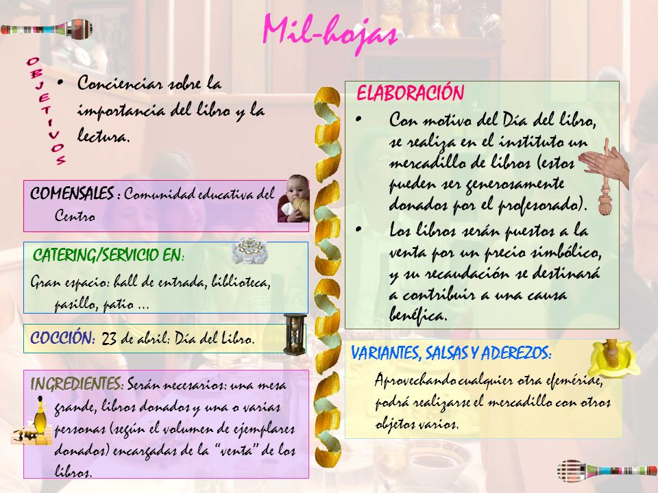 Mil-hojas Concienciar sobre la importancia del libro y la lectura. ELABORACIÓN.