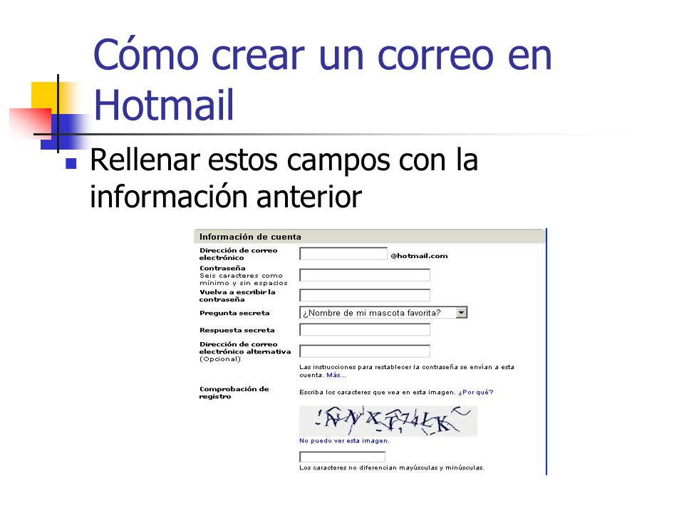 Cómo crear un correo en Hotmail