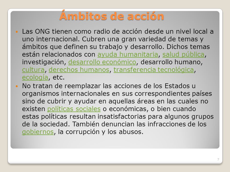 Ámbitos de acción