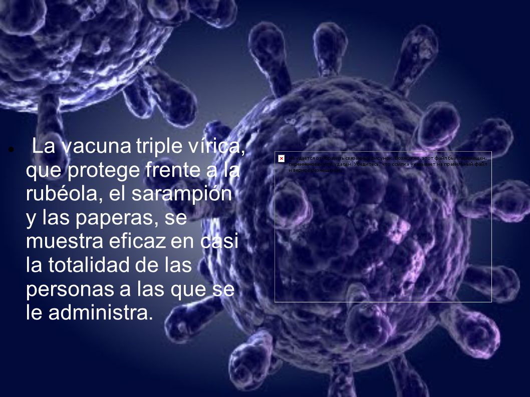 La vacuna triple vírica, que protege frente a la rubéola, el sarampión y las paperas, se muestra eficaz en casi la totalidad de las personas a las que se le administra.