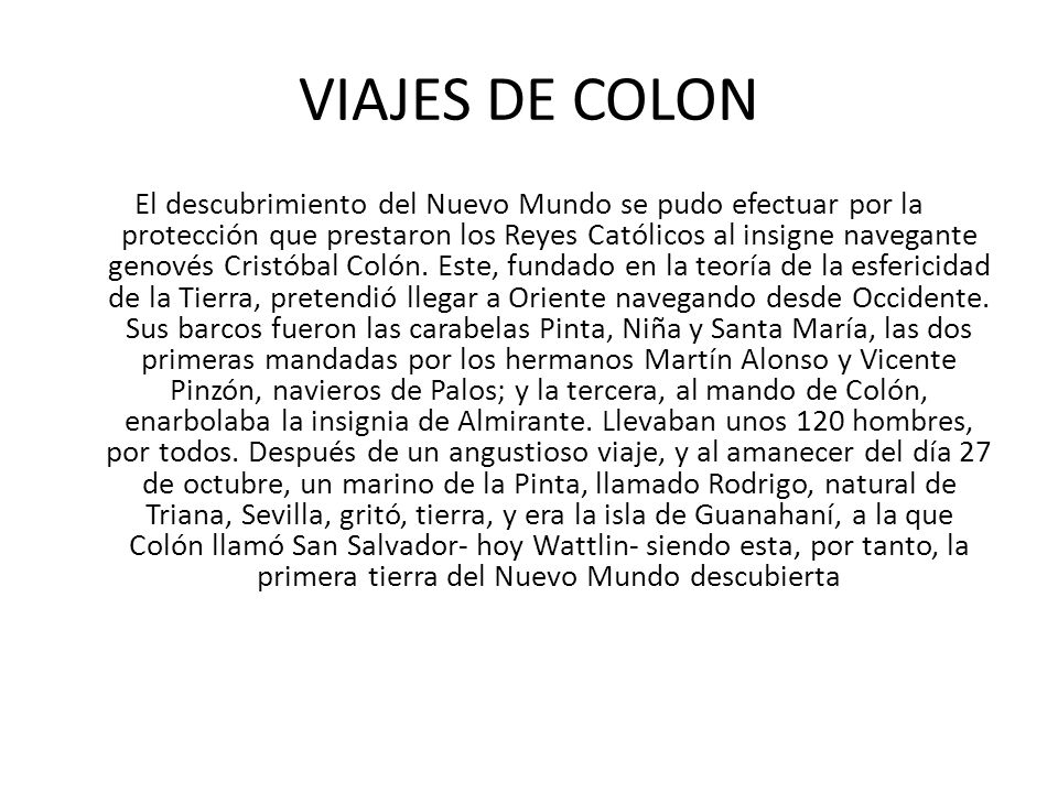 VIAJES DE COLON