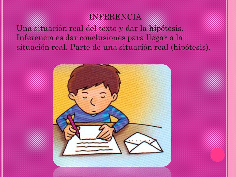INFERENCIA Una situación real del texto y dar la hipótesis