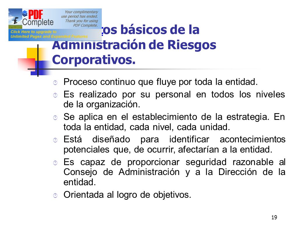os básicos de la Administración de Riesgos Corporativos.
