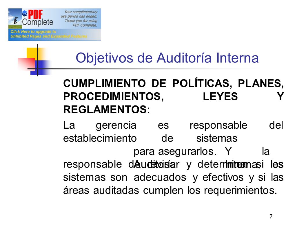 Objetivos de Auditoría Interna