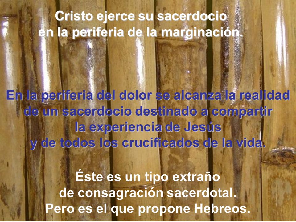Cristo ejerce su sacerdocio en la periferia de la marginación.