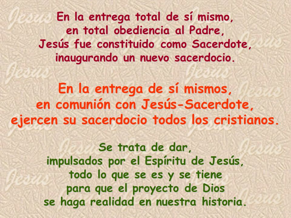En la entrega de sí mismos, en comunión con Jesús-Sacerdote,