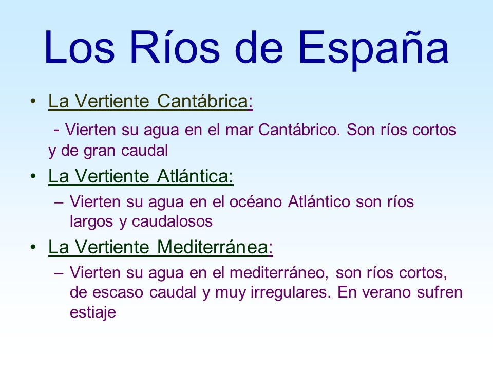 Los Ríos de España La Vertiente Cantábrica: