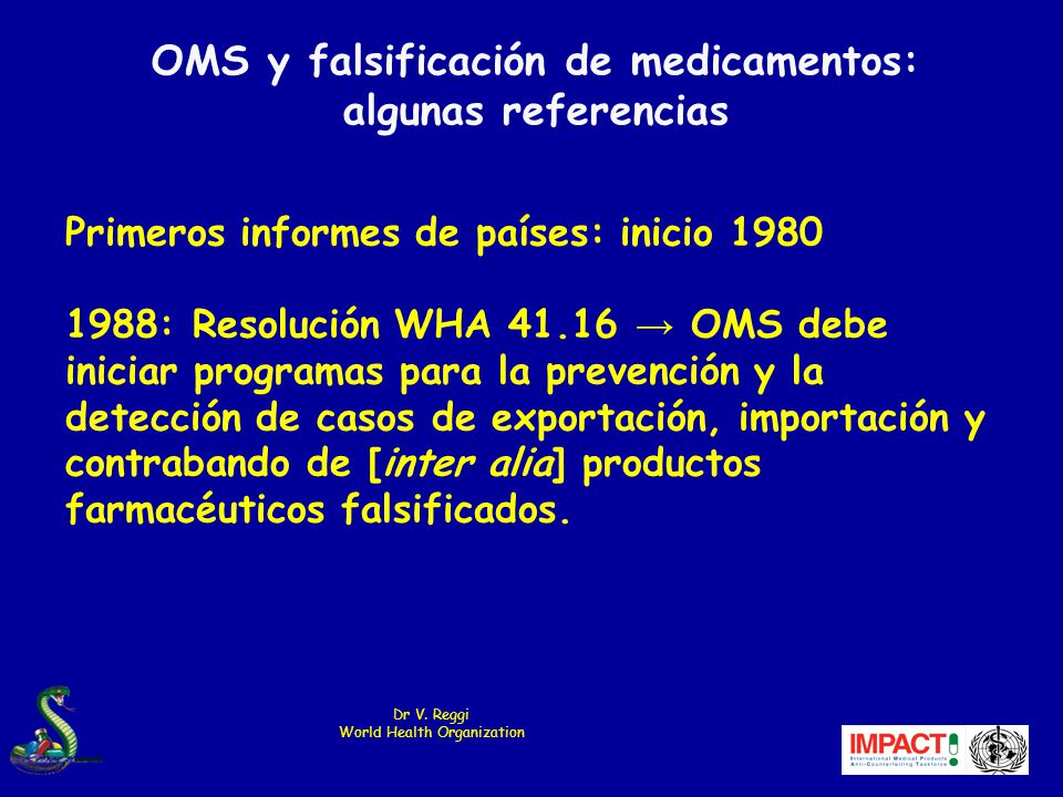 OMS y falsificación de medicamentos: algunas referencias