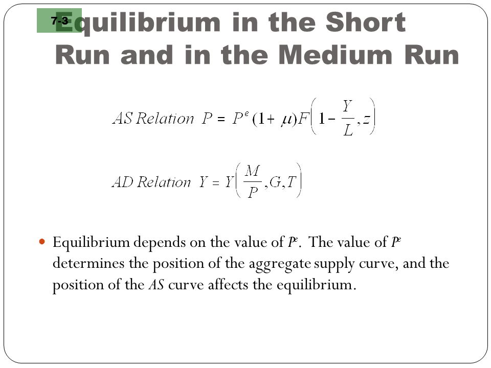 Equilibrium in the Short Run and in the Medium Run