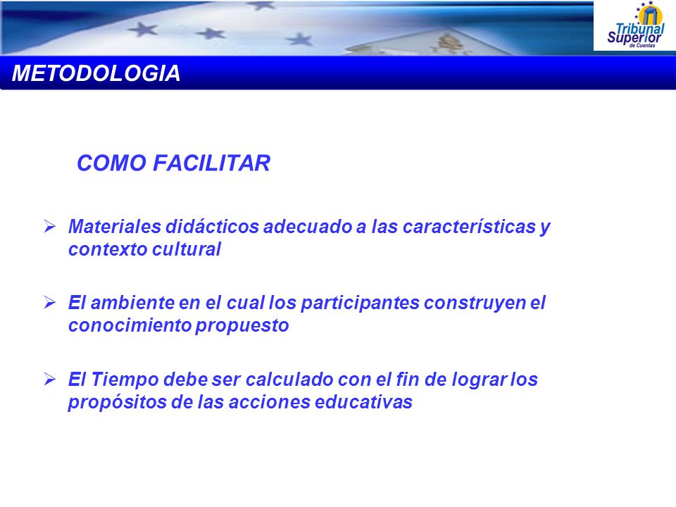 METODOLOGIA COMO FACILITAR. Materiales didácticos adecuado a las características y contexto cultural.