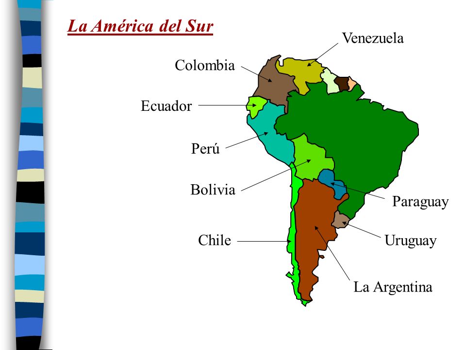 La América del Sur Venezuela Colombia Ecuador Perú Bolivia Paraguay