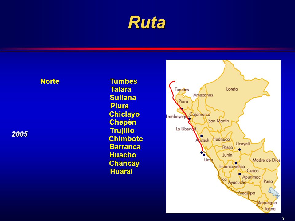Ruta 2005 Norte Tumbes Talara Sullana Piura Chiclayo Chepèn Trujillo