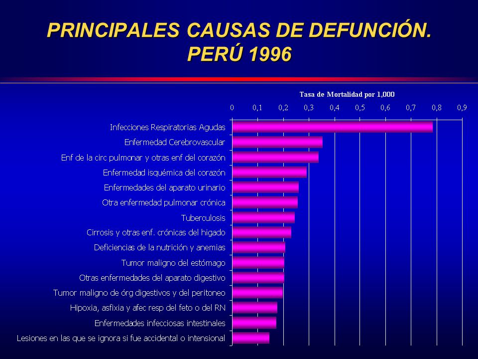 PRINCIPALES CAUSAS DE DEFUNCIÓN. PERÚ 1996