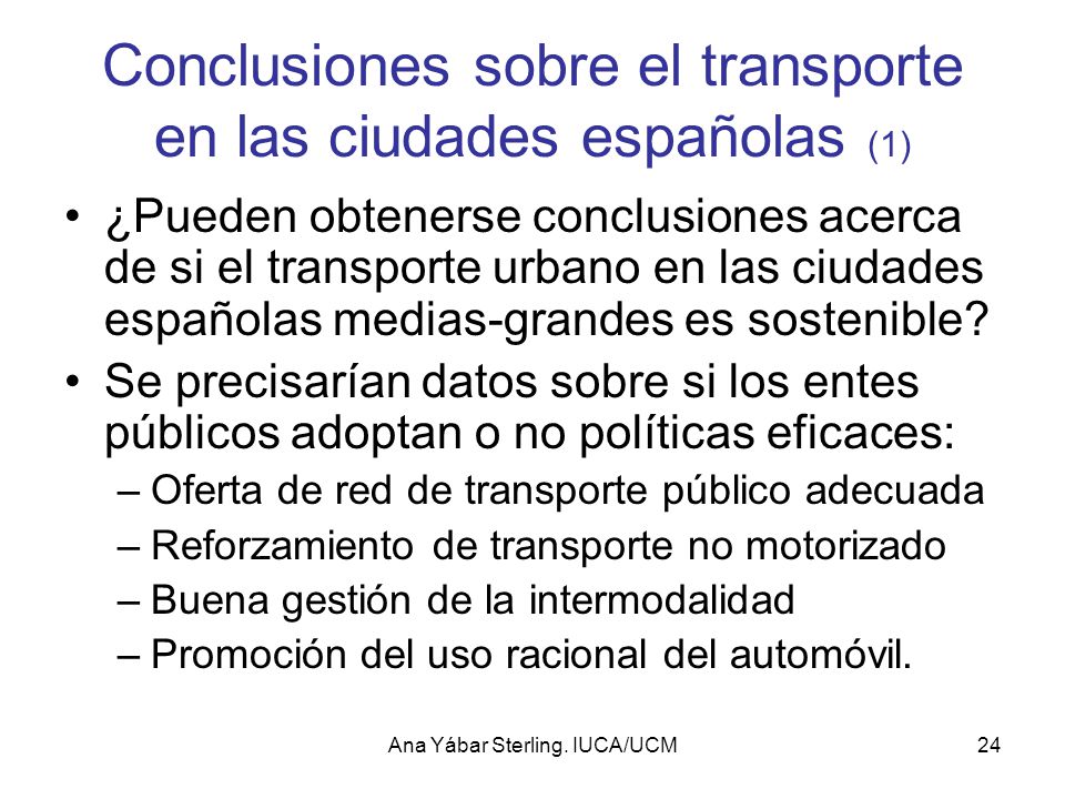 Conclusiones sobre el transporte en las ciudades españolas (1)