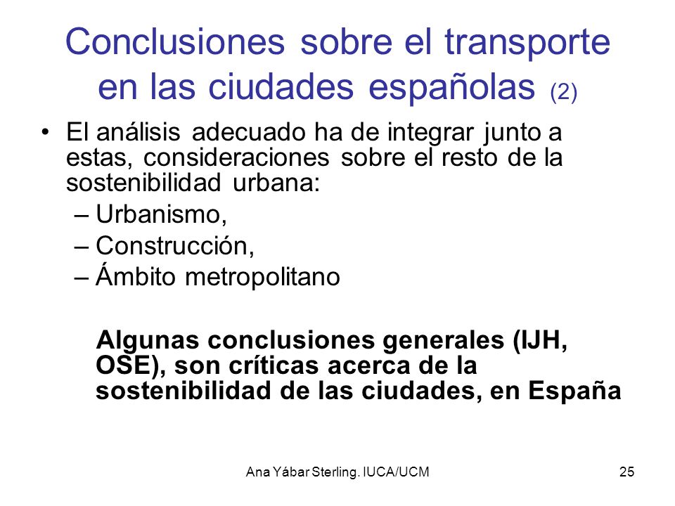Conclusiones sobre el transporte en las ciudades españolas (2)