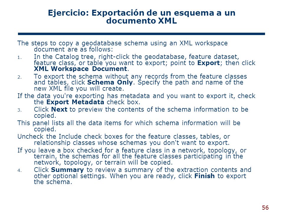 Ejercicio: Exportación de un esquema a un documento XML