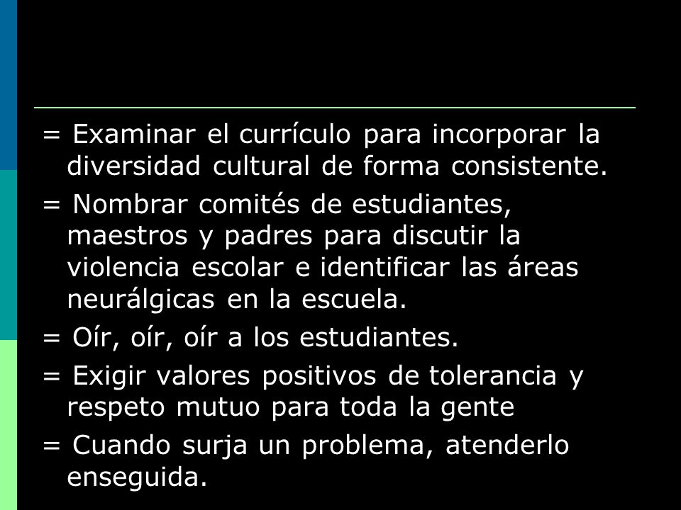 = Examinar el currículo para incorporar la diversidad cultural de forma consistente.