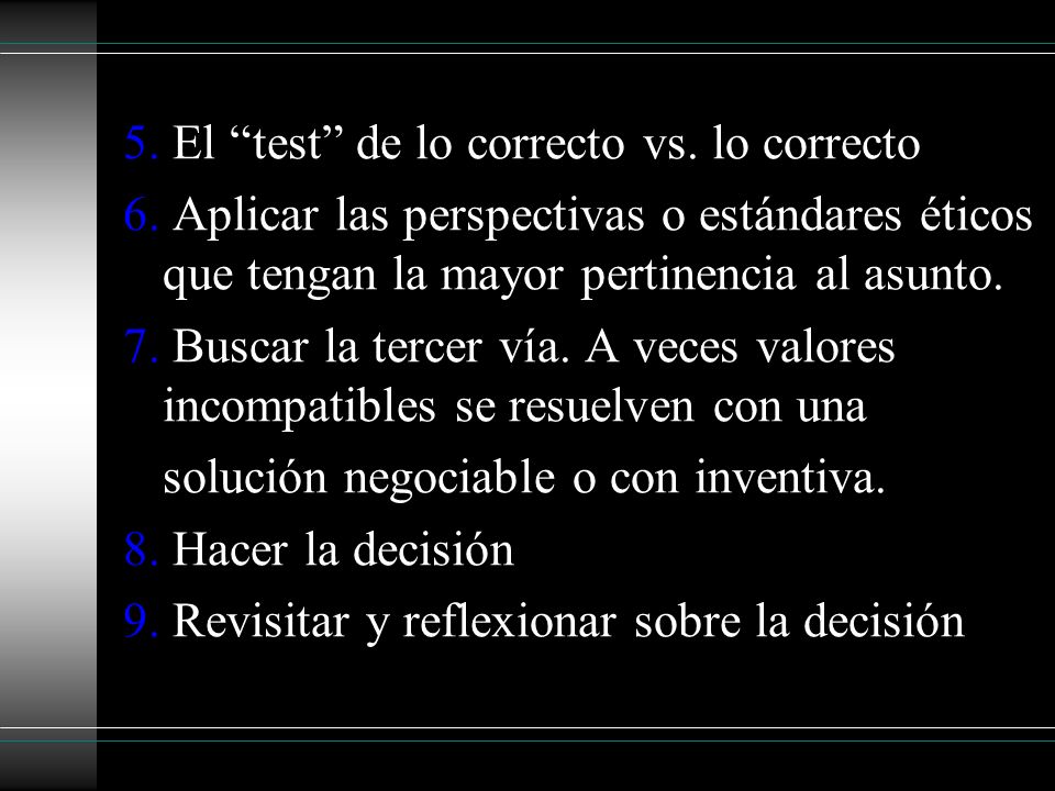 5. El test de lo correcto vs. lo correcto
