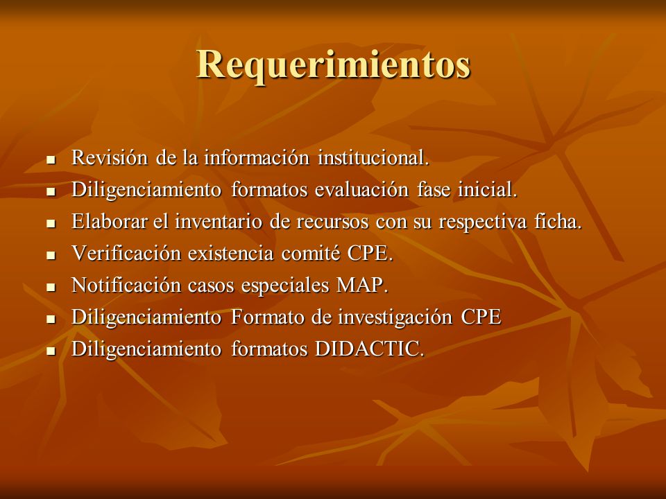 Requerimientos Revisión de la información institucional.