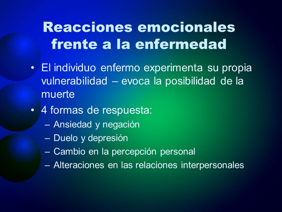 Reacciones emocionales frente a la enfermedad