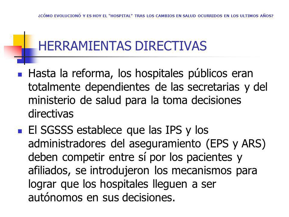 Hasta la reforma, los hospitales públicos eran totalmente dependientes de las secretarias y del ministerio de salud para la toma decisiones directivas