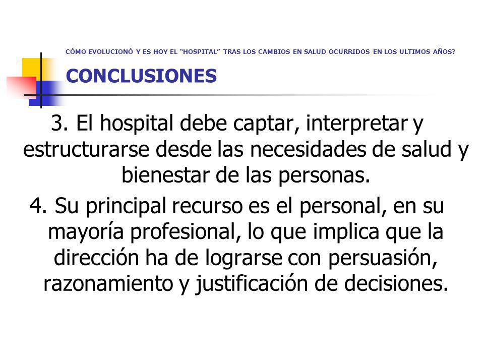 CÓMO EVOLUCIONÓ Y ES HOY EL HOSPITAL TRAS LOS CAMBIOS EN SALUD OCURRIDOS EN LOS ULTIMOS AÑOS CONCLUSIONES