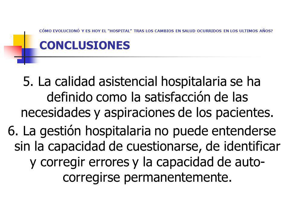 CÓMO EVOLUCIONÓ Y ES HOY EL HOSPITAL TRAS LOS CAMBIOS EN SALUD OCURRIDOS EN LOS ULTIMOS AÑOS CONCLUSIONES