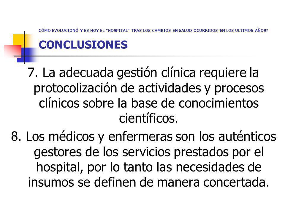 CÓMO EVOLUCIONÓ Y ES HOY EL HOSPITAL TRAS LOS CAMBIOS EN SALUD OCURRIDOS EN LOS ULTIMOS AÑOS CONCLUSIONES