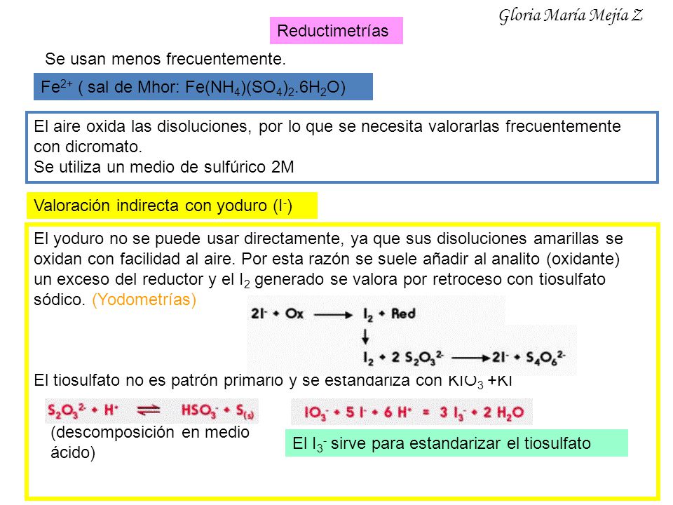 Gloria María Mejía Z Reductimetrías Se usan menos frecuentemente.