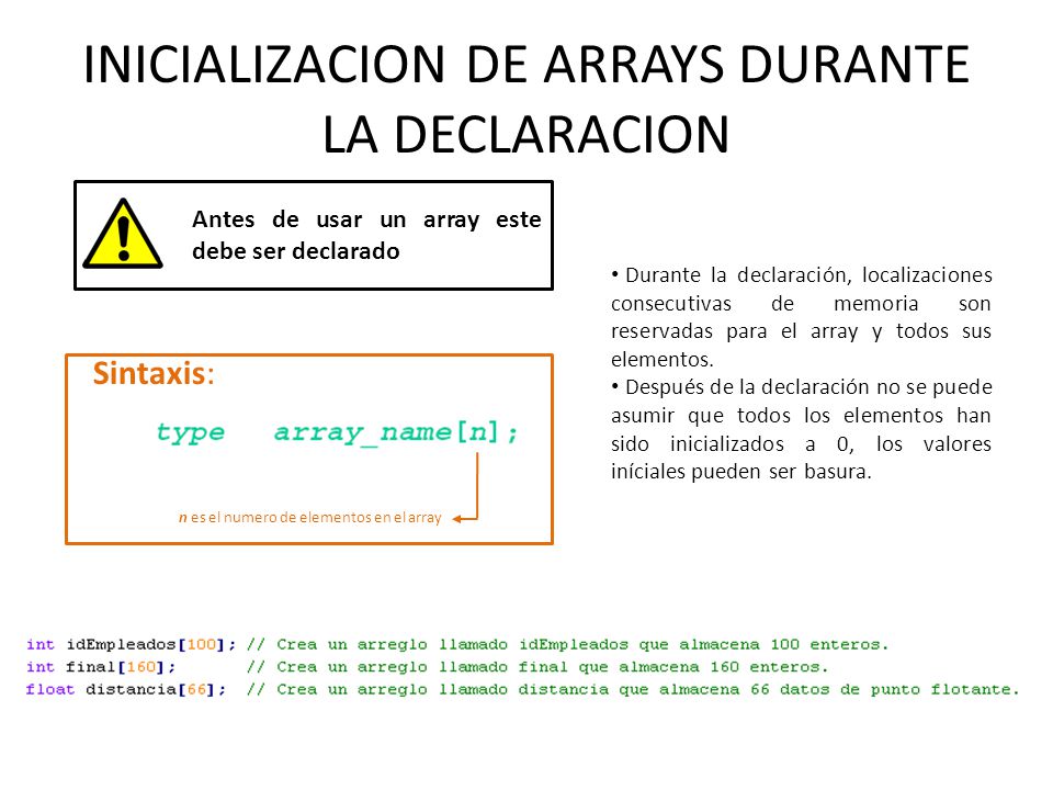 INICIALIZACION DE ARRAYS DURANTE LA DECLARACION