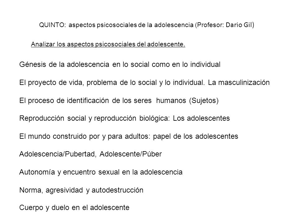 Génesis de la adolescencia en lo social como en lo individual