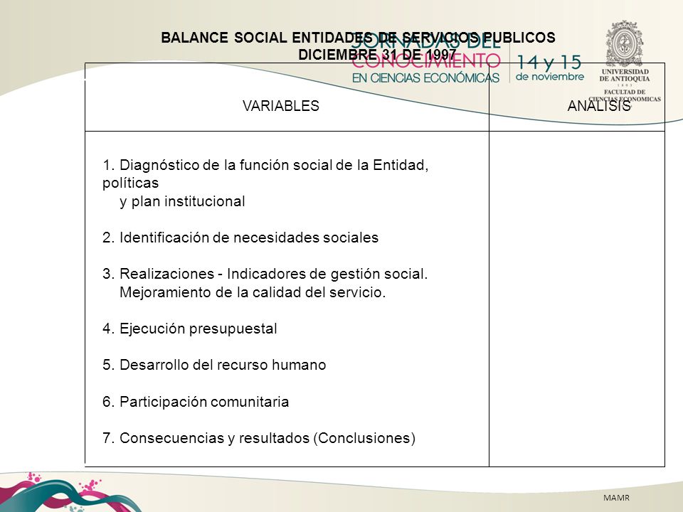 1. Diagnóstico de la función social de la Entidad, políticas