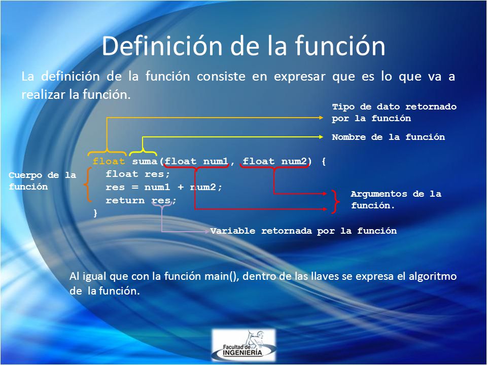 Definición de la función